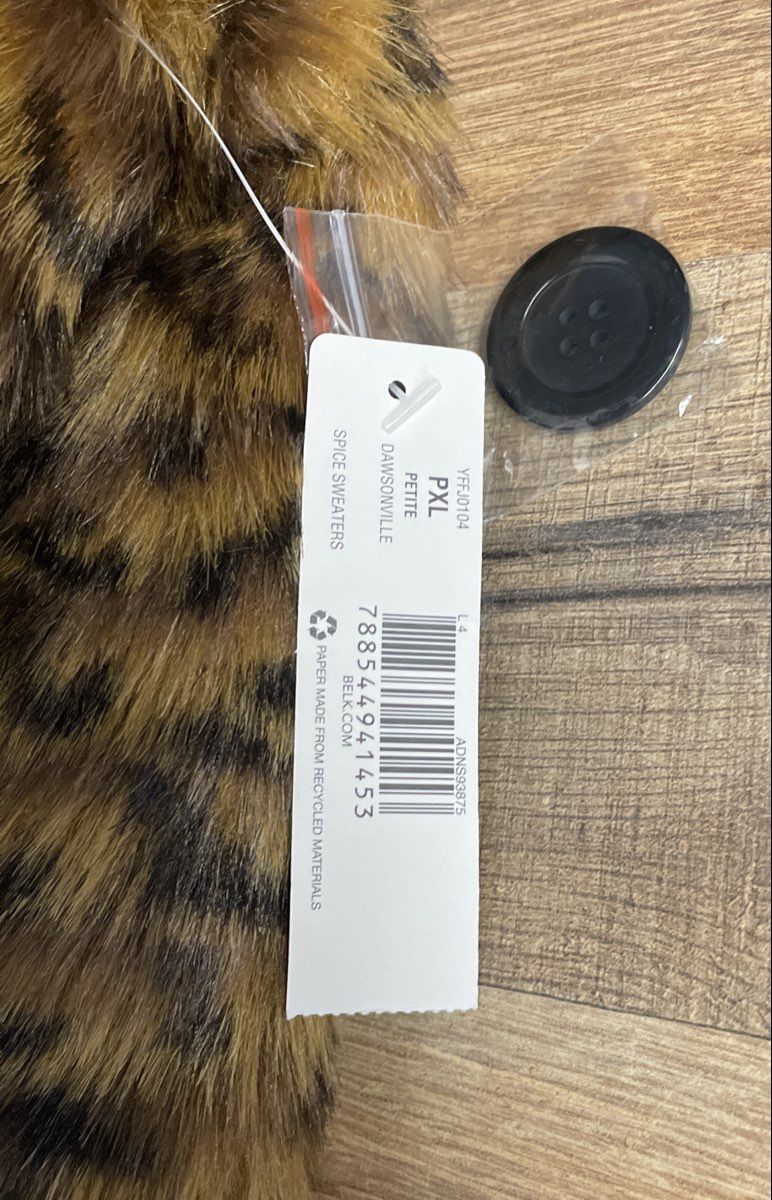 New Directions Women's Leopard Print Faux Fur Coat Jacket Brown NWT Sz PXL