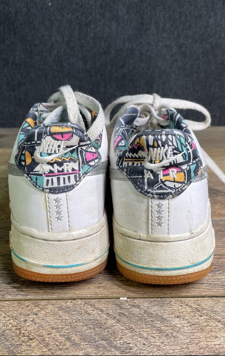 Nike Air Force 1 Low GS White Metallic Silver Multi-Color Youth Sneakers Size 6Y