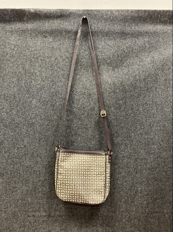 Tommy Hilfiger Brown Monogram Canvas Crossbody Bag Gold Tone Hardware