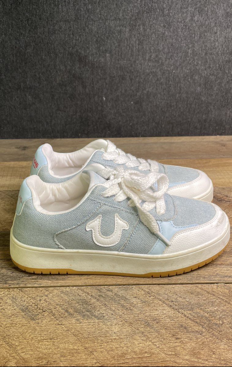 True Religion Allison Light Blue White Denim Sneakers Women's Size 6