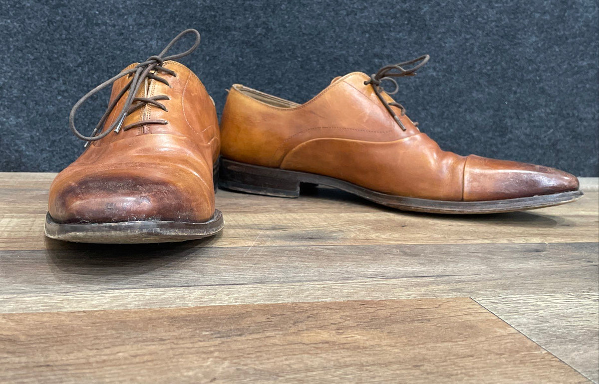 Magnanni Brown Leather Burnished Toe Lace Up Dress Shoes Men's Size 11 M