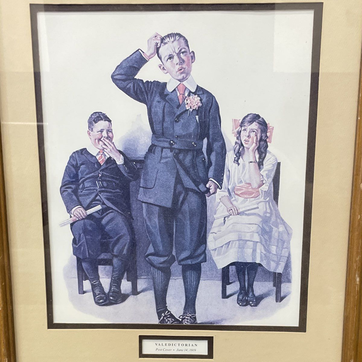 2 Norman Rockwell Post Cover Prints Valedictorian Miami Bound Signed Framed Art