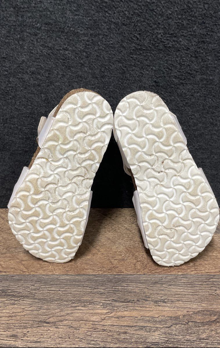 Birkenstock Rio Kids White Rose Gold Buckle Backstrap Sandals Size EU 25
