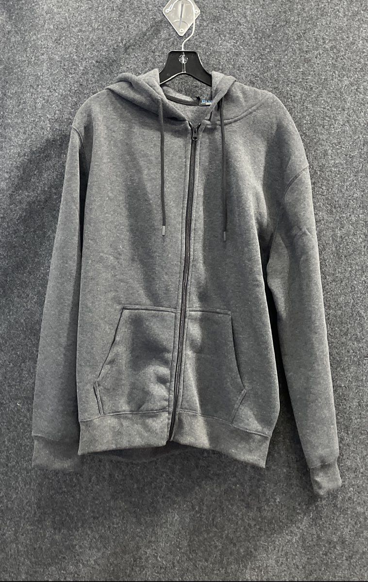 Blue Ice Men's Full Zip Hoodie Charcoal Grey MFH-1001CH Fleece Size L NWT