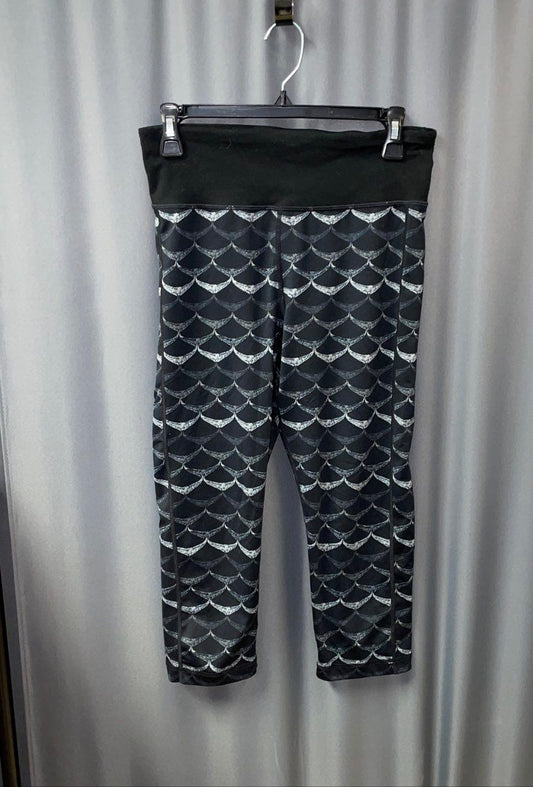 Vineyard Vines Women's Performance Leggings Black White Scallop Print Capri M