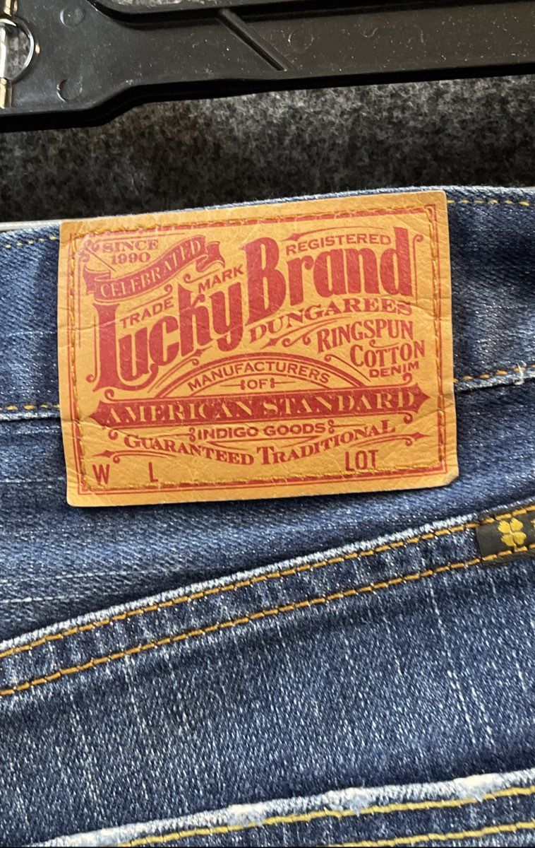 Lucky Brand Men's Slim Bootleg Blue Indigo Stretch Dungarees Jeans Sz 36 Reg
