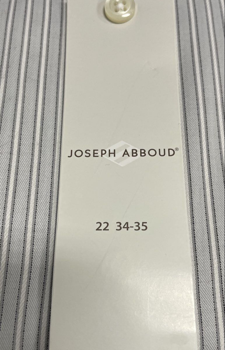 Joseph Abboud Men's Gray White Striped Non-Iron Dress Shirt Size 22 34/35 NWT