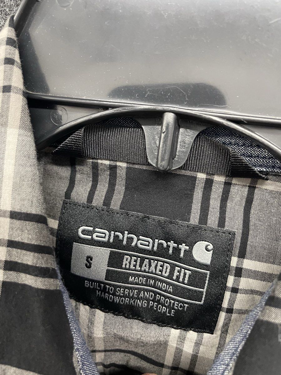 Carhartt Men's Relaxed Fit Plaid Button Up Shirt Black Gray White Size S