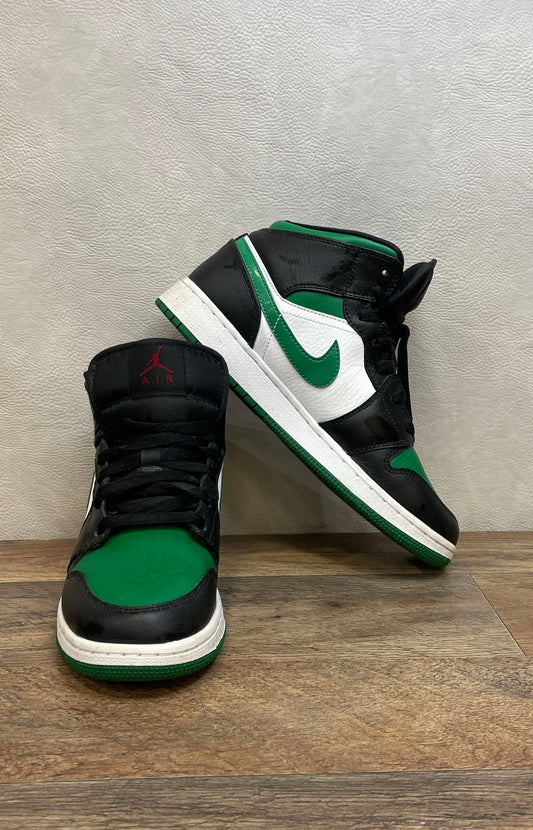 Nike Air Jordan 1 Mid Pine Green Black White Youth 6.5Y