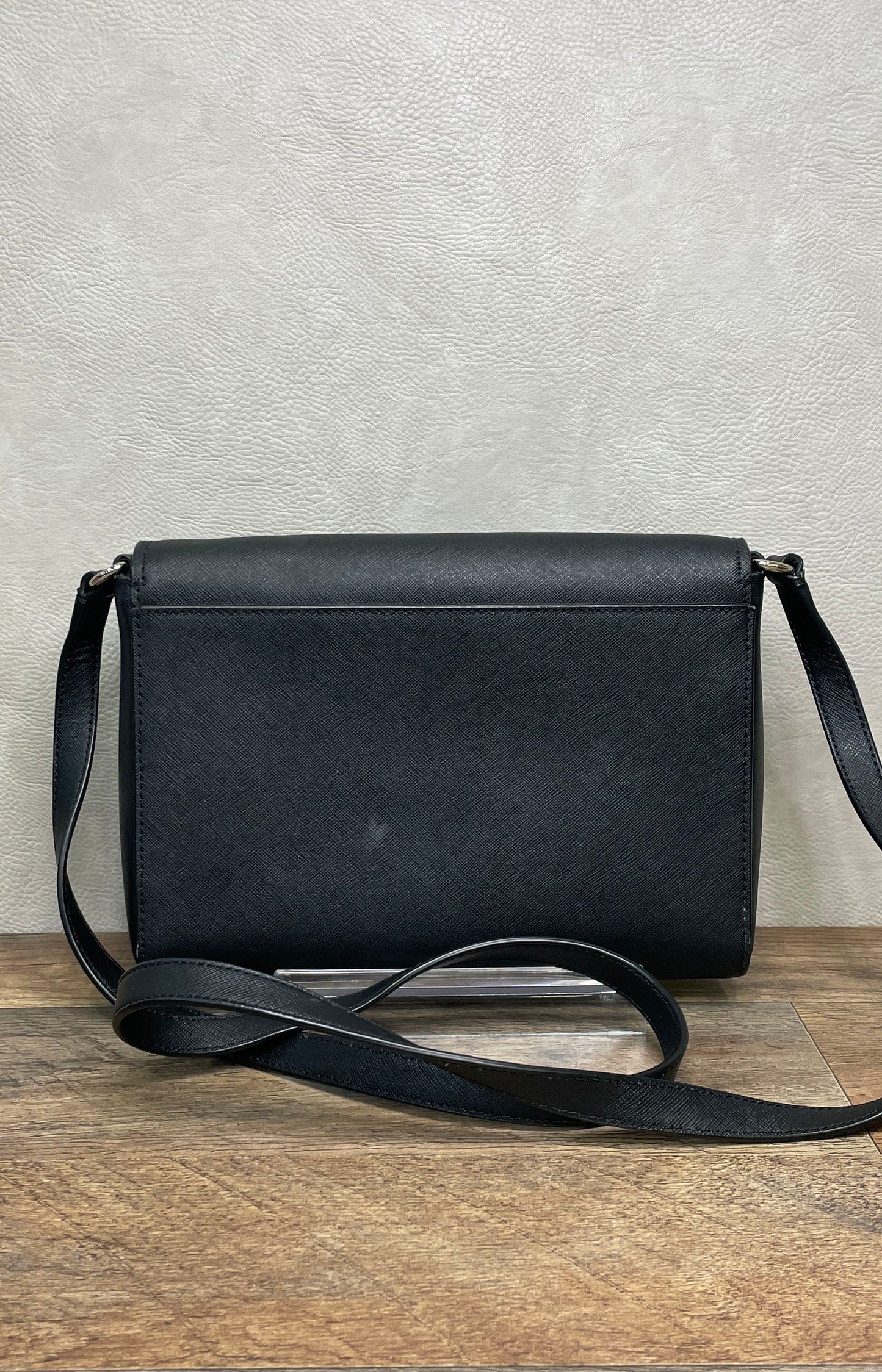 Kate Spade Black Saffiano Leather Crossbody Bag Gold Logo Hardware