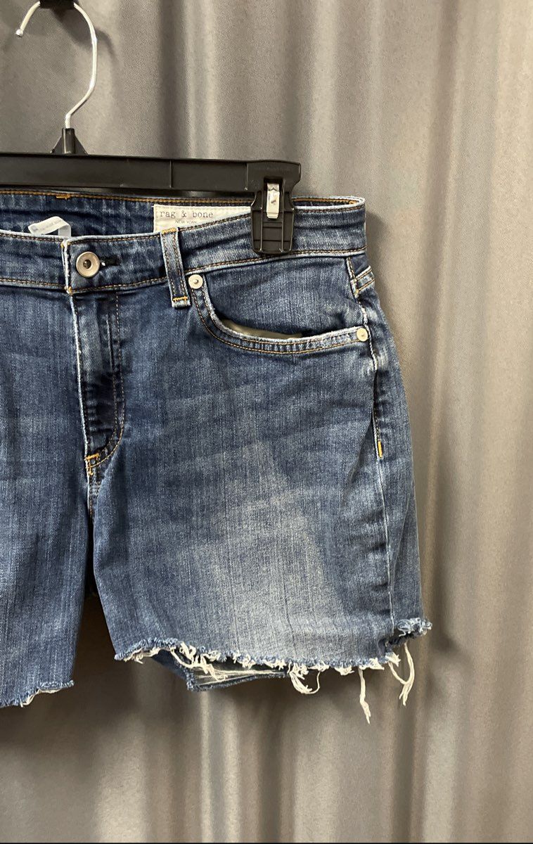 Rag & Bone Women's Blue Low-Rise Slim Boyfriend Cut Off Denim Shorts Sz 29