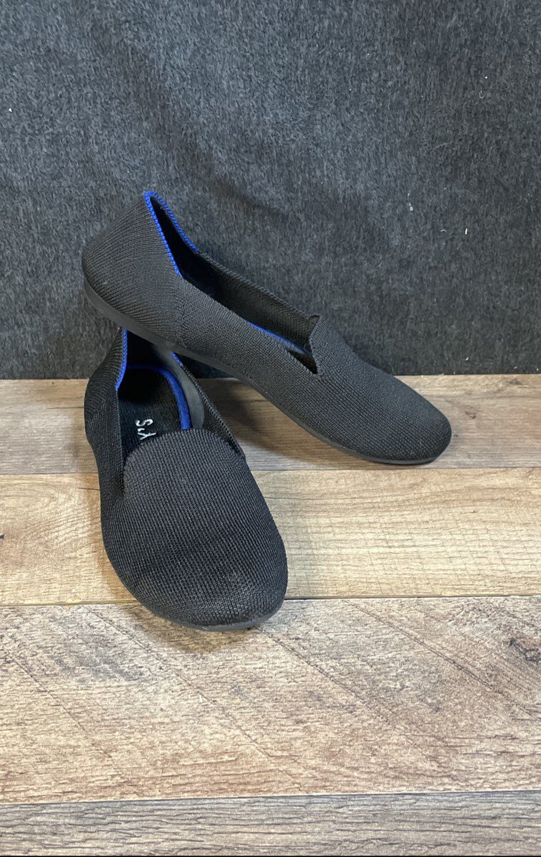 Rothy's The Loafer Black Knit Flats Women's Slip On Walking Shoes Size 5.5