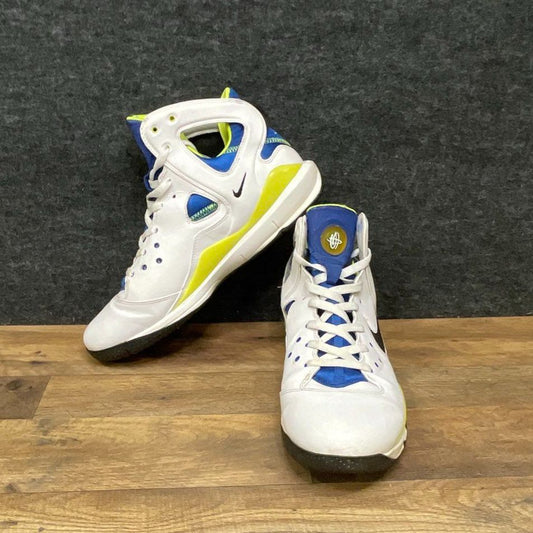 Nike Zoom Huarache 2K4 White Blue Volt Basketball Shoes Men's Size 13