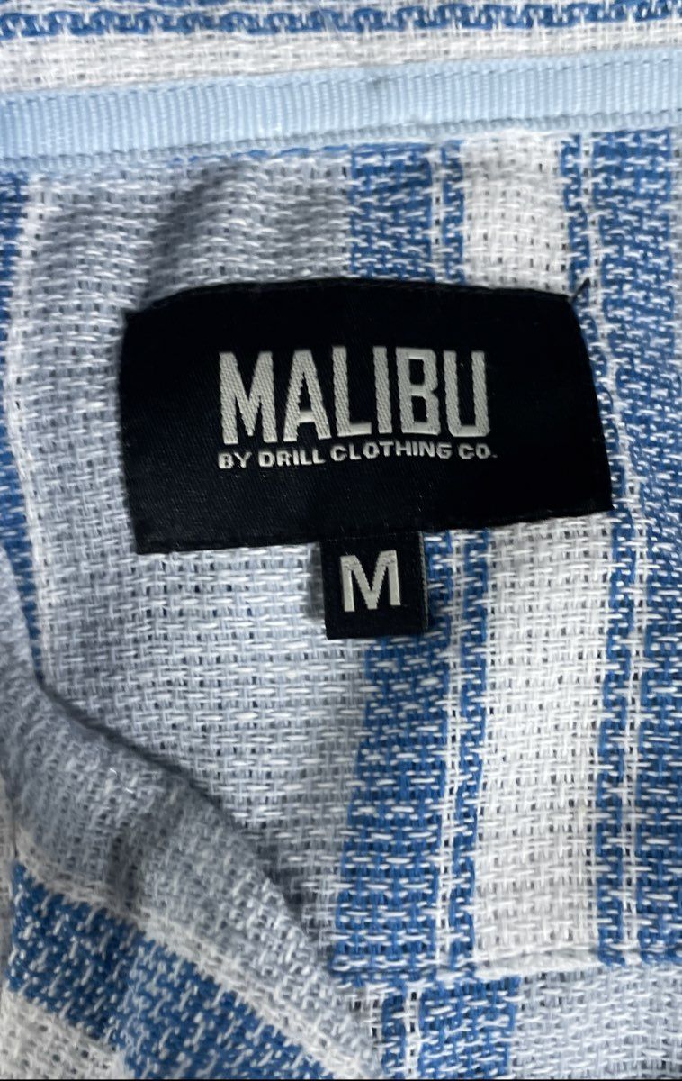 Malibu By Drill Clothing Co Men's Blue Striped Short Sleeve Polo Shirt NWT Sz M