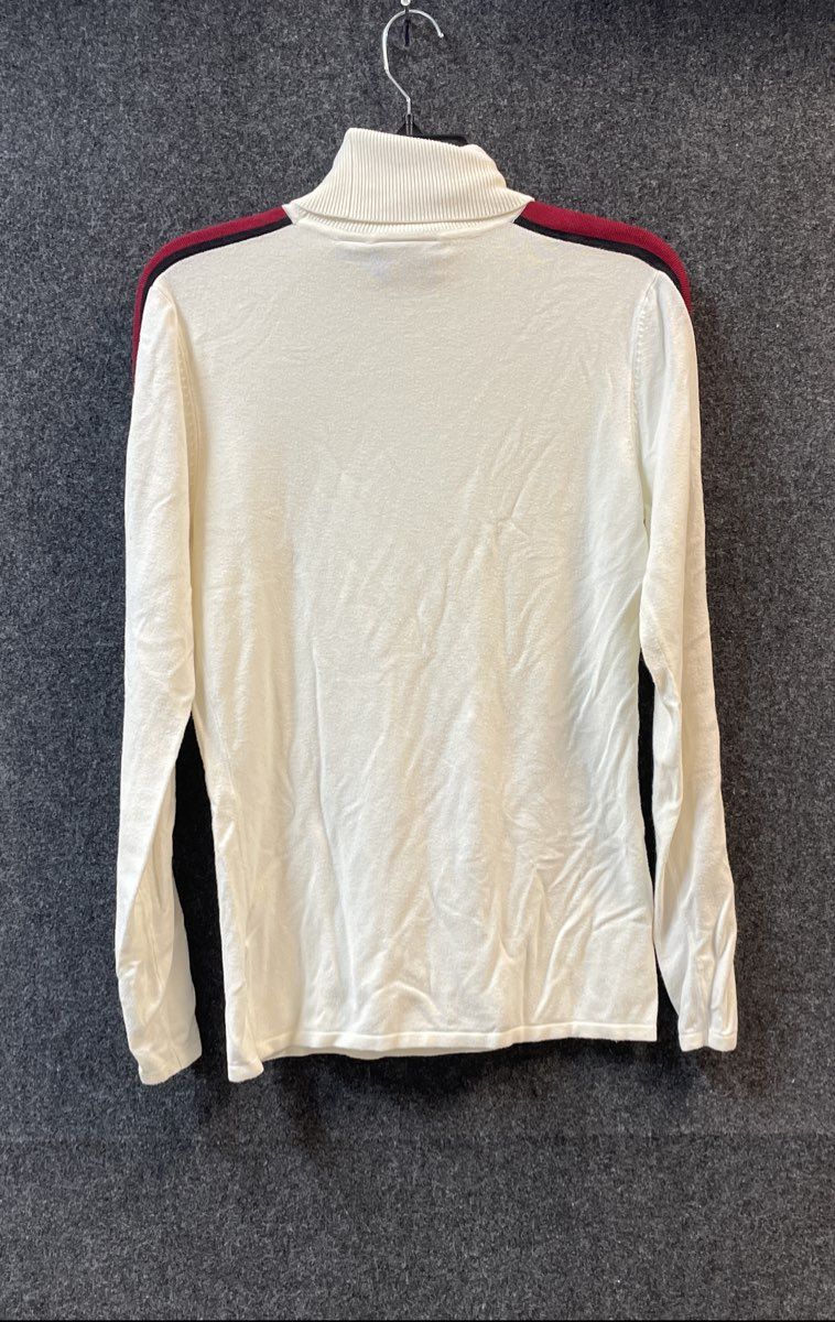Harley-Davidson Women's Turtleneck Sweater White Red Side Stripe Logo Sz M