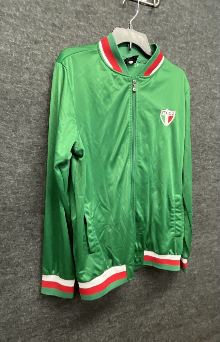 Original Deluxe Mexico Track Jacket Green Full Zip Embroidered Men's Size XL