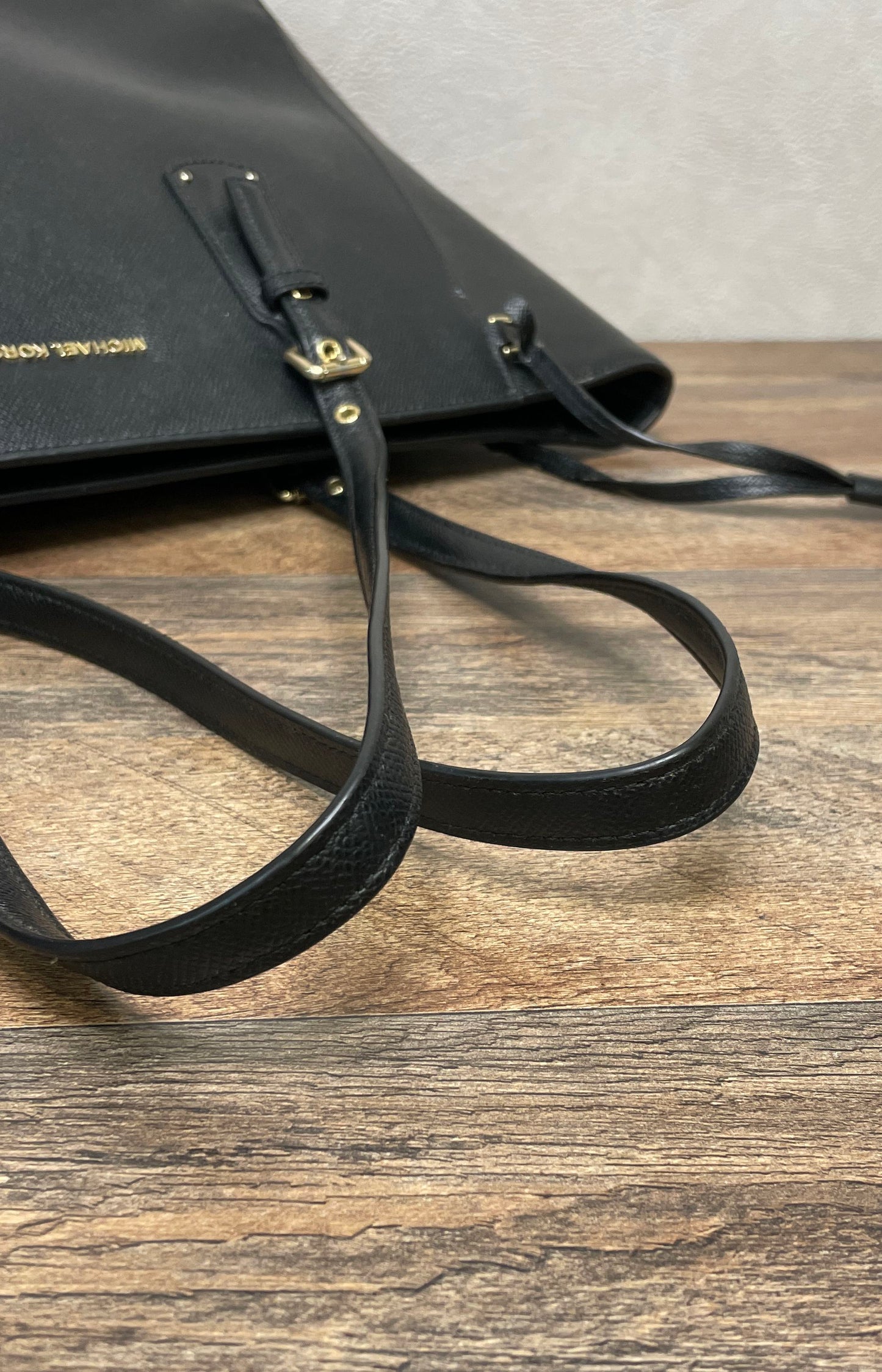Michael Kors Black Pebbled Leather Large Tote Bag Gold Hardware