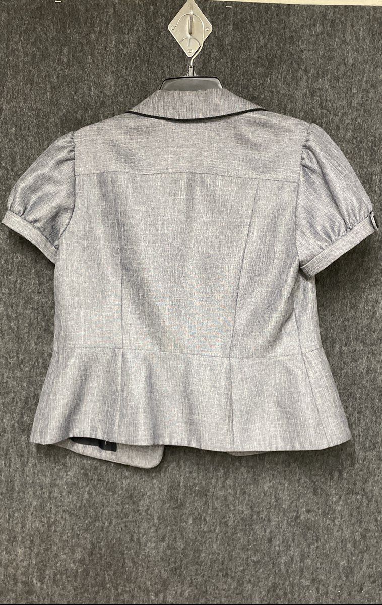 Nine West Women's Gray Puff Shoulder Peplum Suit Jacket Blazer Sz 10