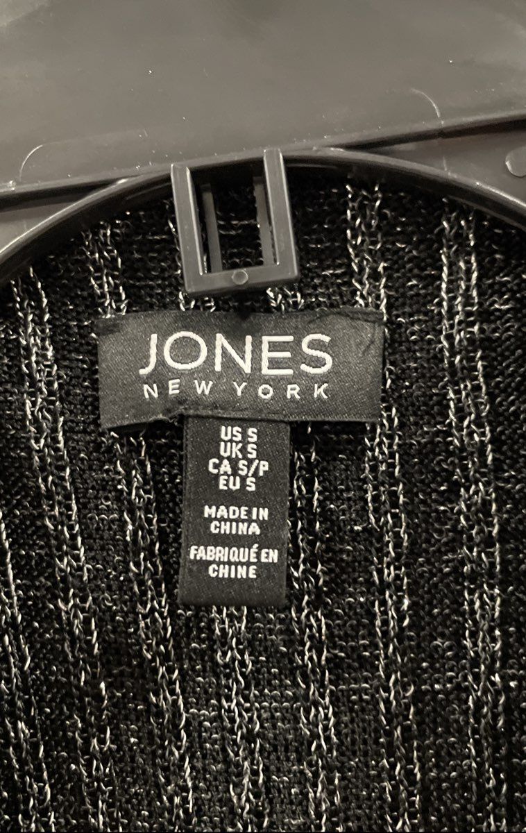 Jones New York Women's Black Silver Metallic Ribbed Mock Neck Dress Sz S