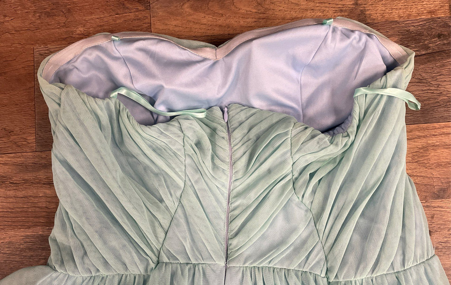 Disney Cinderella Women's Ice Blue Strapless Ruched Jeweled Prom Dress Sz 11