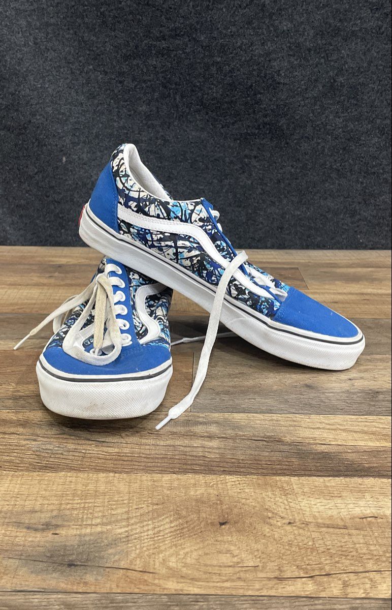 Vans Old Skool Blue Graffiti Splatter Print Low Top Sneakers Men's Size 10