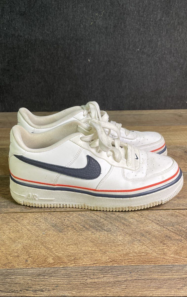 Nike Air Force 1 LV8 White Midnight Navy Red Youth Sneakers Size 6.5Y