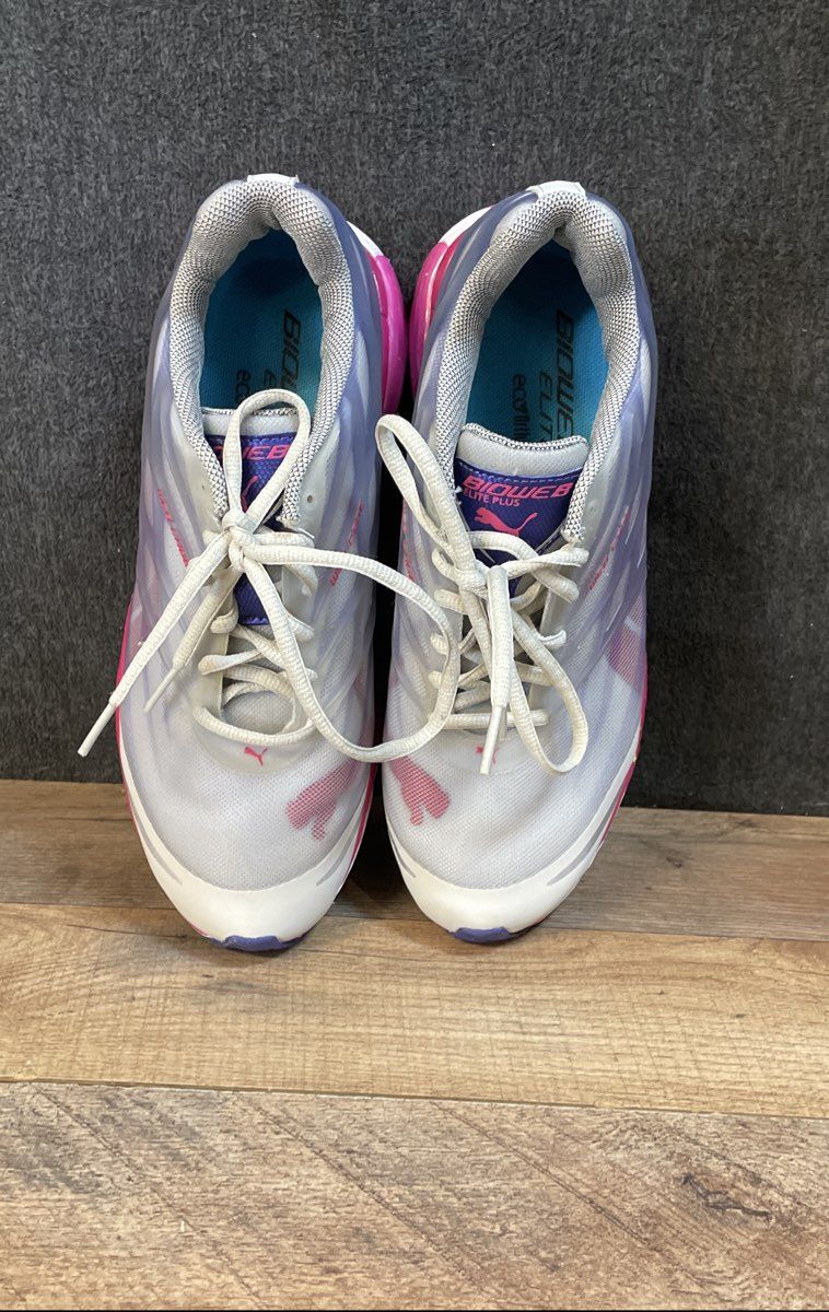 Puma BioWeb Elite Plus Grey Pink Purple Women's Running Shoes Size 8.5