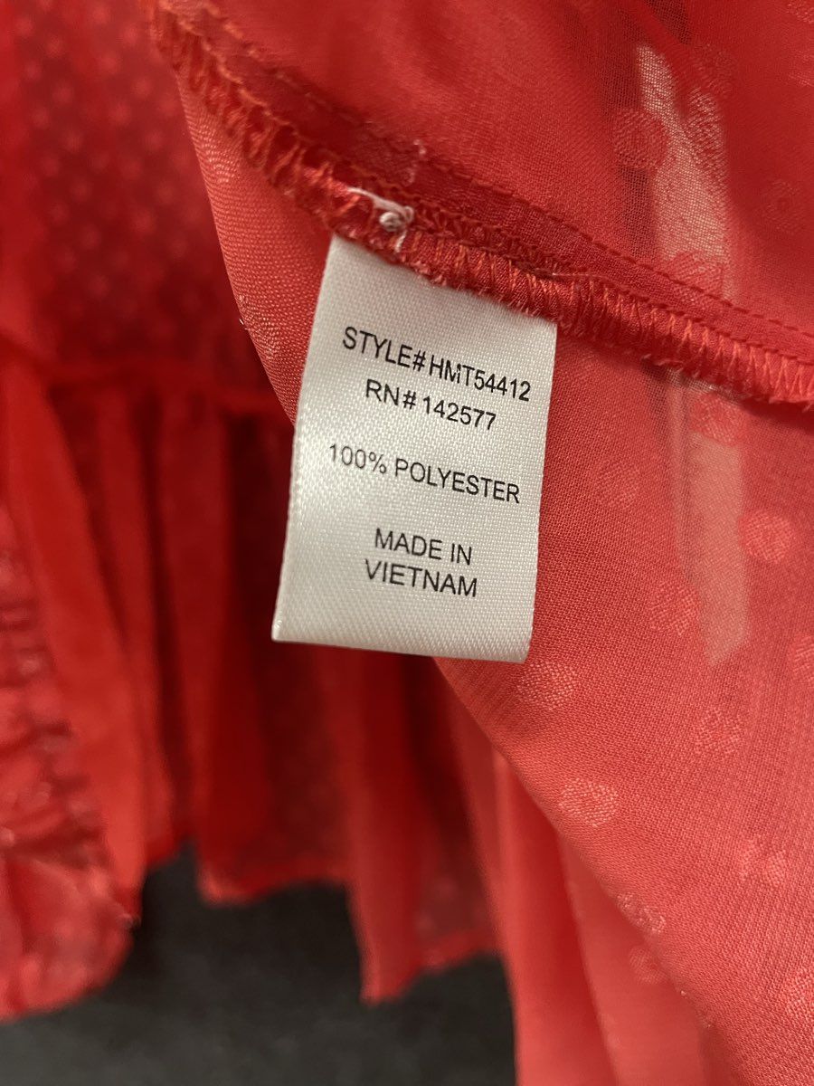 Haute Monde Women's Coral Swiss Dot Ruffle Peplum Blouse V-Neck NWT Sz L