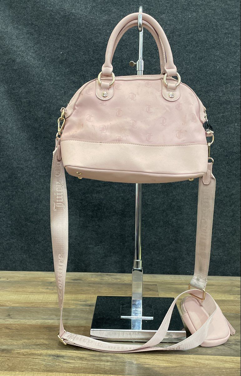 Juicy Couture Pink Monogram Satchel Bag Heart Coin Purse Crossbody