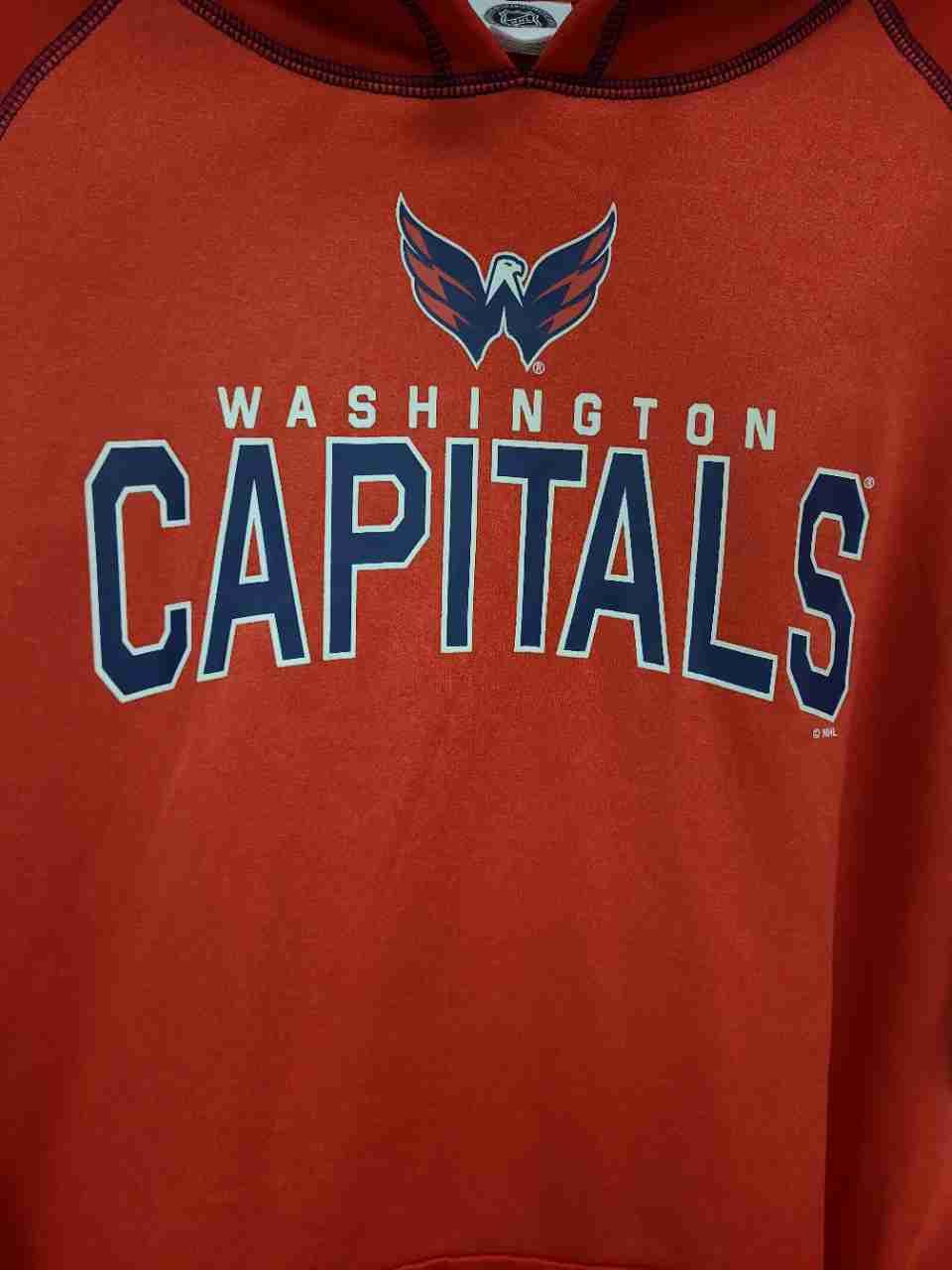NHL Men's Washington Capitals Red Graphic Pullover Fleece Hoodie Sz L