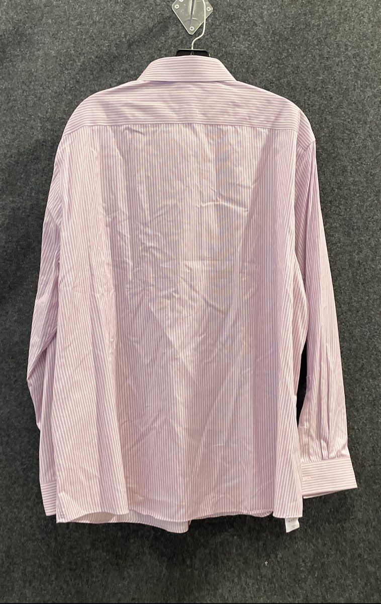 Michael Kors Men's Purple White Striped Regular Fit Airsoft Stretch Shirt 2XL