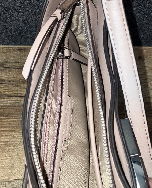 Calvin Klein Blush Pink Small Shoulder Bag Silver Hardware Buckle Detail
