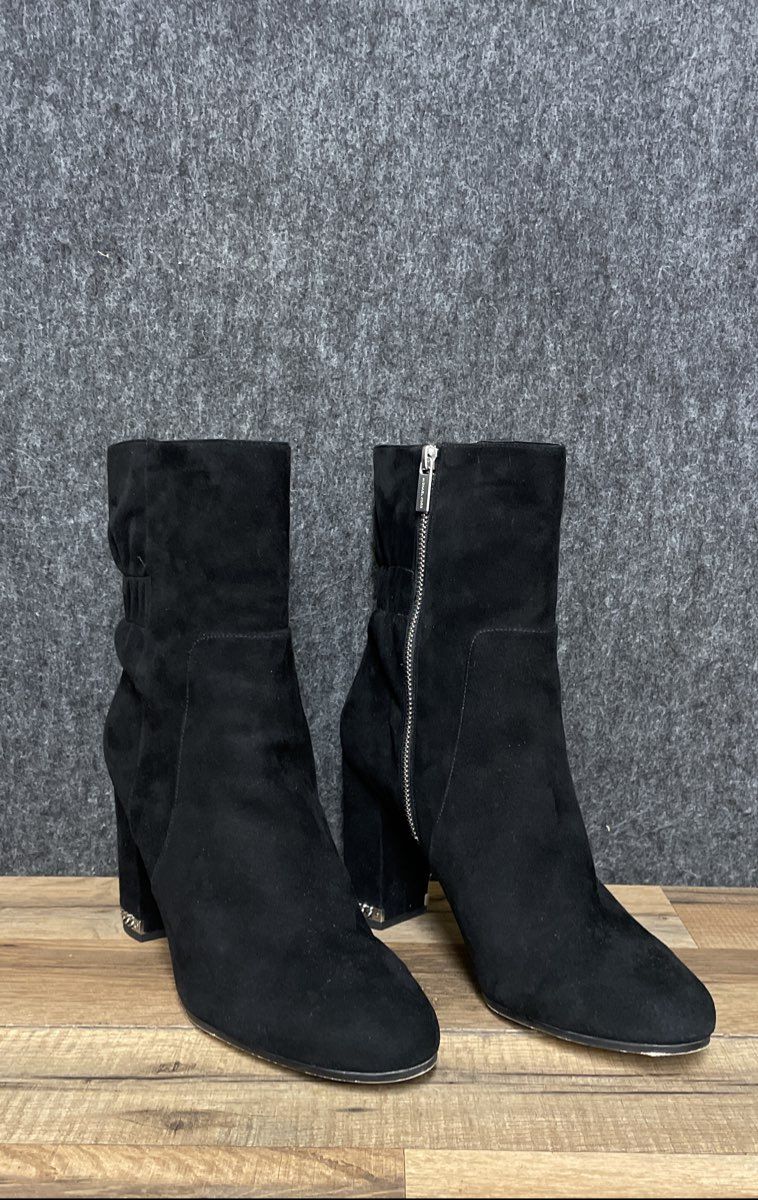 Michael Kors Black Suede Block Heel Chain Detail Ankle Booties Size 10