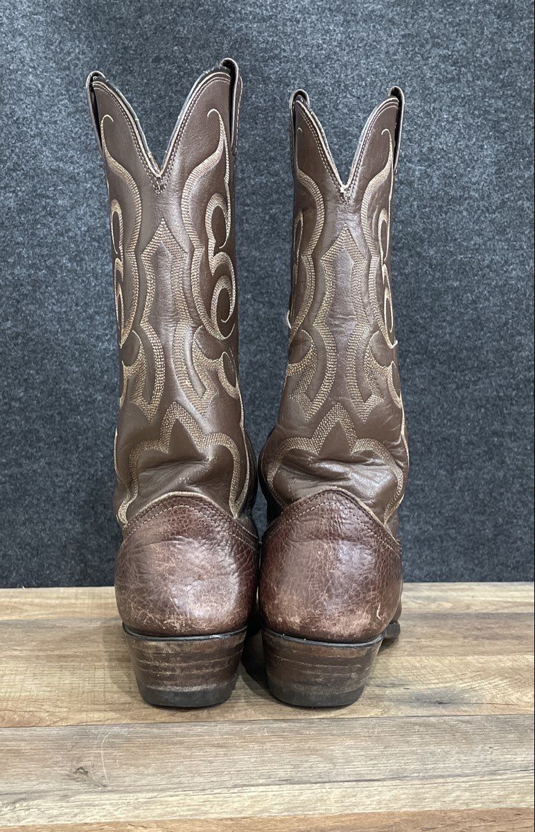 Nocona Brown Leather Western Cowboy Boots Pointed Toe Size 8C