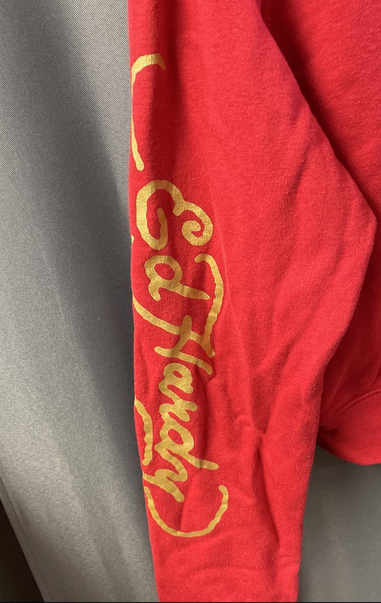 Ed Hardy Women's Red Broken Hearts Tattoo Graphic Eagle Crop Zip Up Hoodie Sz XL