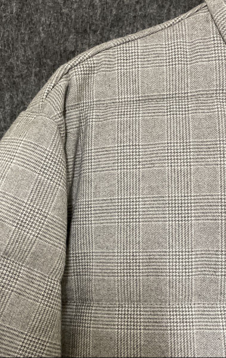 GAP Men's Gray Plaid Puffer Jacket Quilted Stand Collar Coat Size Medium