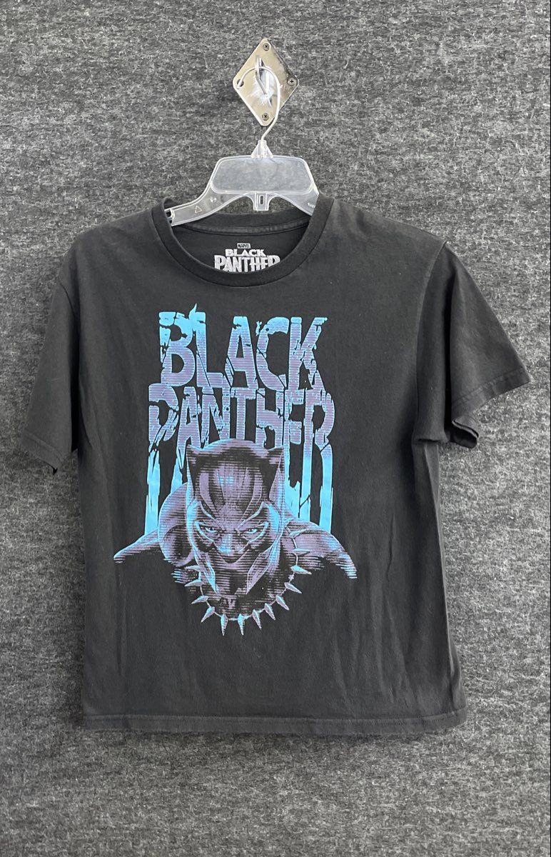 Marvel Boys Black Panther Graphic T-Shirt Black 100% Cotton Sz L 14/16