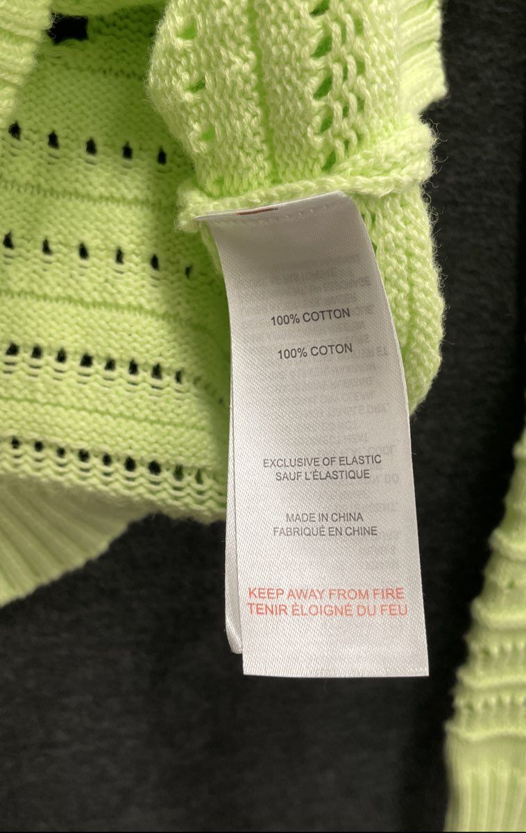WISPR Women's Zip-up Hoodie Sweater Lime Green Open Knit Cotton Sz S