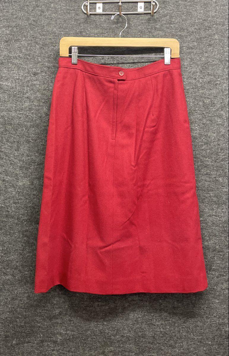 Vintage 80s Koret Women's Red A-Line Pocket Midi Skirt Sz 14 ILGWU