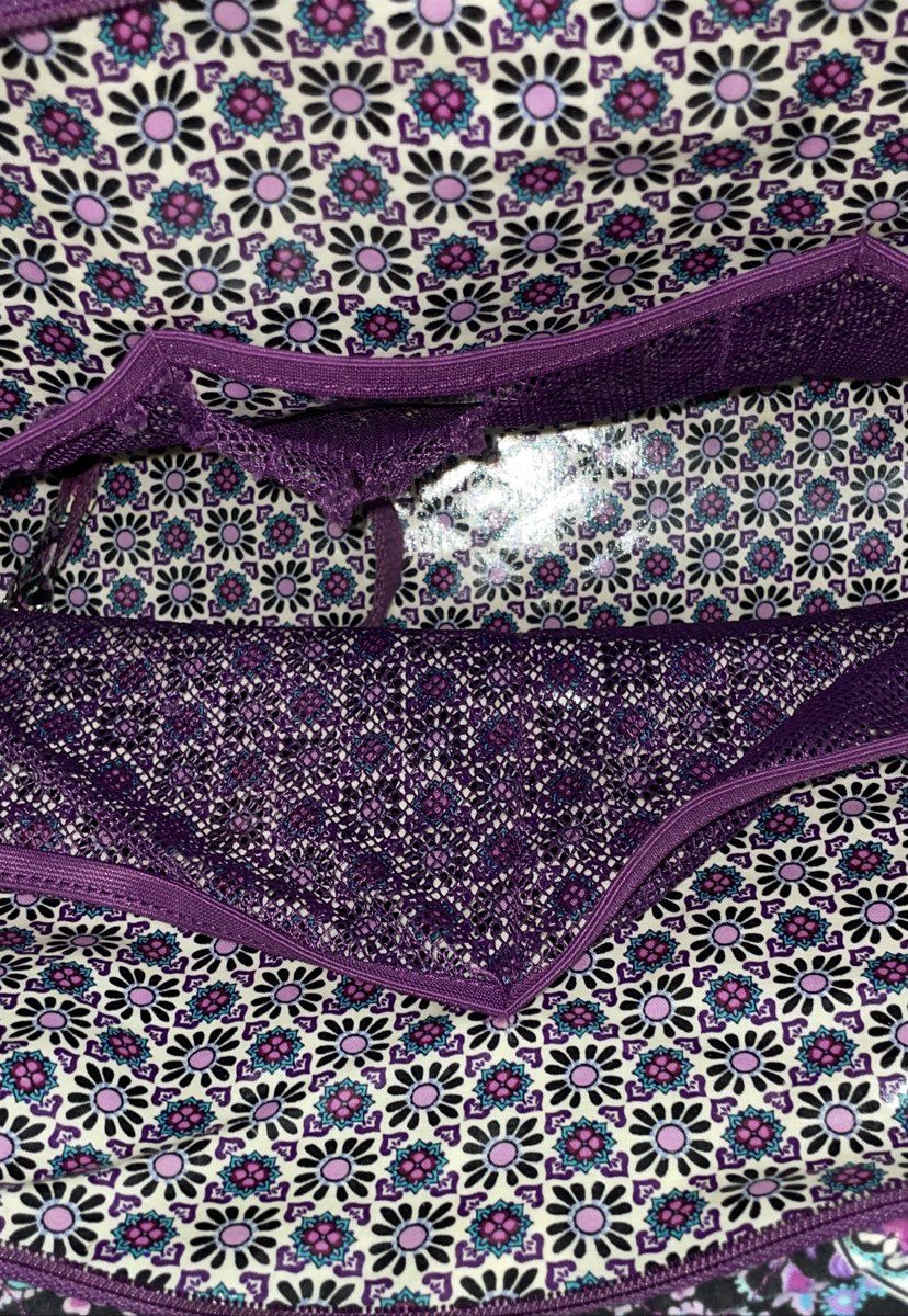 Vera Bradley Plum Crazy Purple Quilted Medallion Large Duffel Bag Travel Tote
