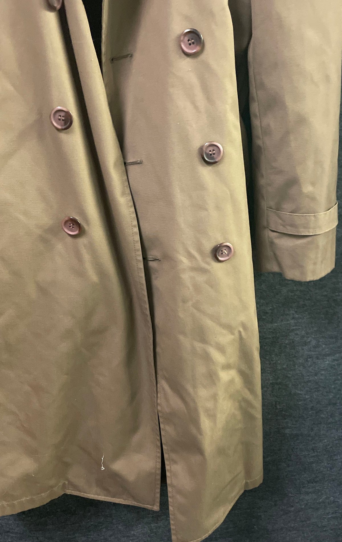 Vintage 70s London Fog Men's Tan Maincoats Double Breasted Trench Coat Belted