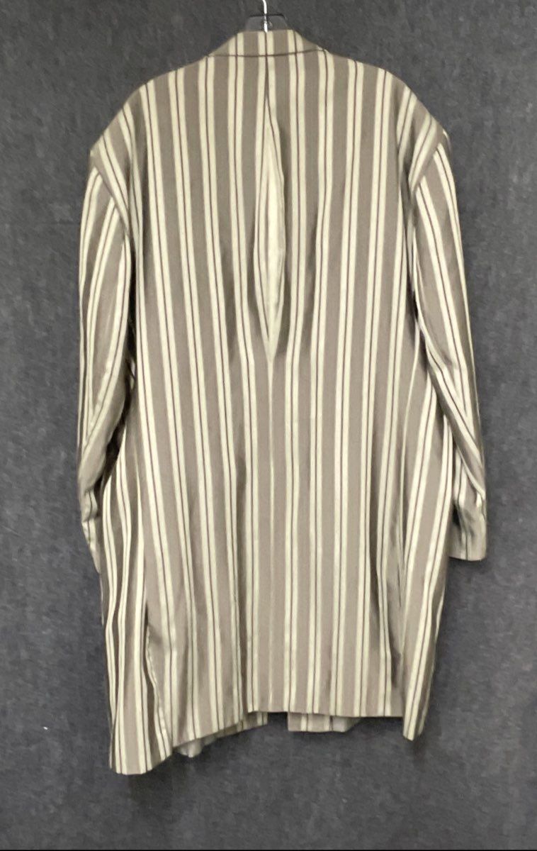 Vintage 90s Alfero Cipri Men's 2-Piece Suit Green Striped Long Jacket 52R