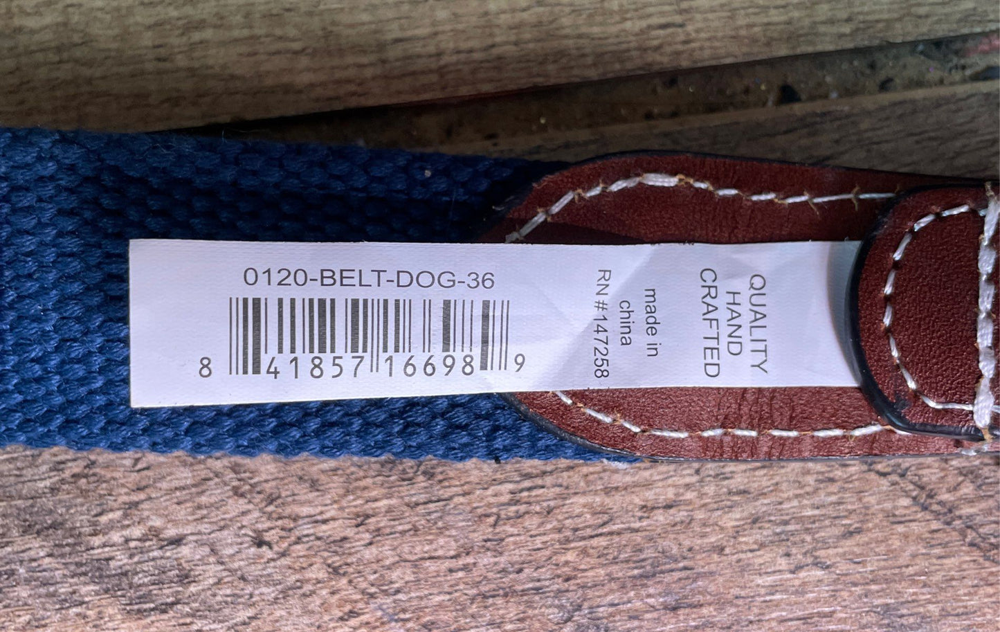Simply Southern Men's Blue Teal Dog Ribbon Canvas Leather End Belt Sz 36 NWT