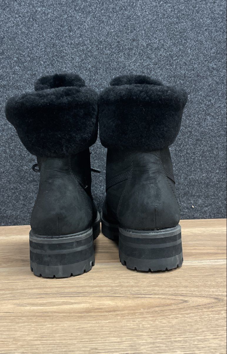 Timberland Courmayeur Valley Faux Fur Collar Black Nubuck Boots Women's Size 10