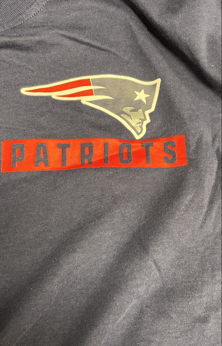 New England Patriots NFL Football Graphic T-Shirt Navy Blue CSA Sz L