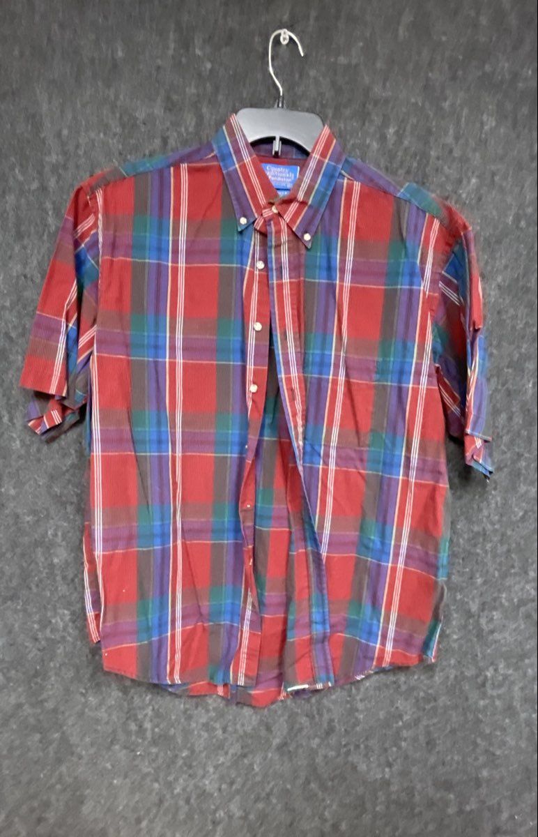 Vintage 90s Pendleton Men's Red Plaid Short Sleeve Button Down Shirt Sz L