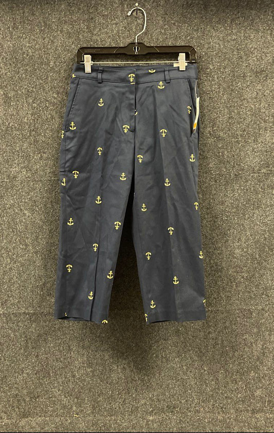 Kim Rogers Women's Blue Nautical Anchor Shannon Fit Capri Pants NWT Sz 6P