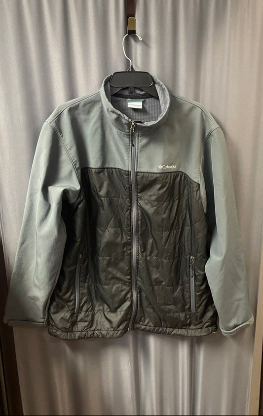 Columbia Men's Gray Black Hybrid Full Zip Softshell Insulated Jacket Sz L