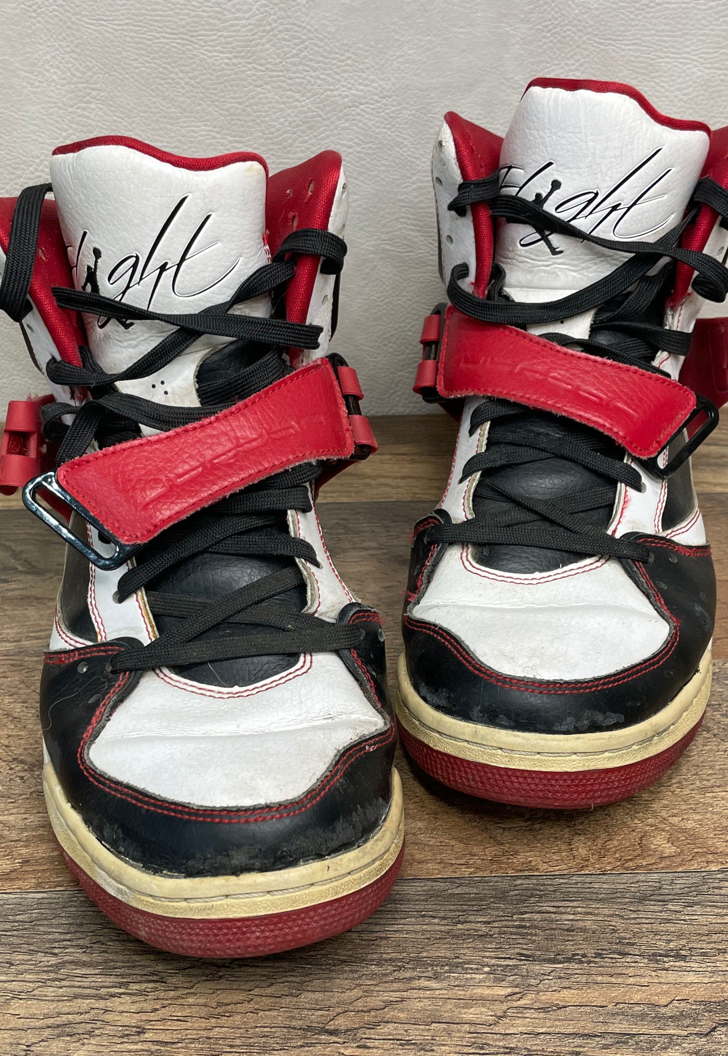 Nike Air Jordan Flight 45 High White Black Gym Red Sneakers Men's Size 10.5