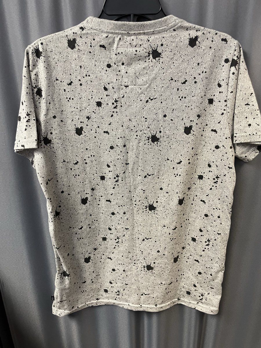 Superdry Men's Grey Graphic T-Shirt Black Paint Splatter Orange Logo Size L